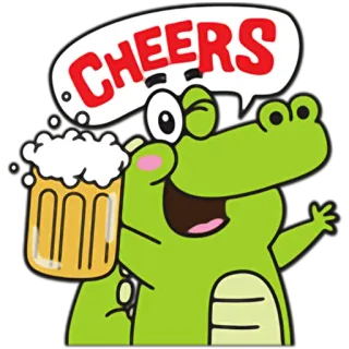 🍻 CHEERS crocodile, alligator, cheers, beer, toast, celebration, drinking, cartoon telegram sticker