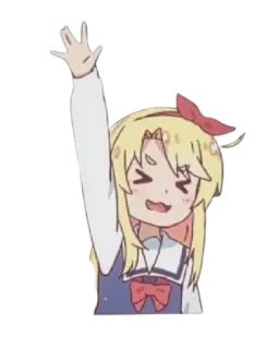 😊 Anime, Dibujos animados, Chica, Levantando la mano, Feliz, Linda telegram sticker