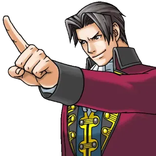☝️ Miles Edgeworth Ace Attorney 指差し, 裁判所, 弁護士, 検察官, ビデオゲーム telegram sticker