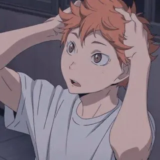 💫 Hinata Shoyo Haikyuu!! Hinata Shoyo, Haikyuu!!, Anime, Manga, Volleyball, Charakter, Orange Haare, Überrascht telegram sticker