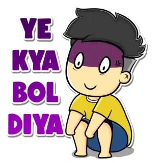 🤭 YE KYA BOL DIYA cartone animato, hindi, indiano, sorpreso, scioccato, parlato telegram sticker