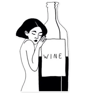 😚 WINE vino, mujer, botella, alcohol, bebida telegram sticker
