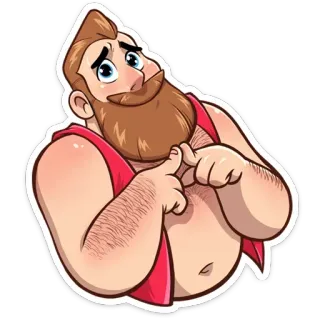 🥺 dessin animé, homme, barbe, rouge, personnage, illustration whatsapp sticker