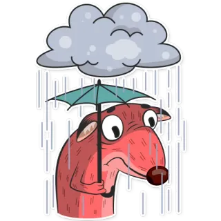 ☔ Hund, Regen, Regenschirm, traurig, Wolke, Wetter telegram sticker