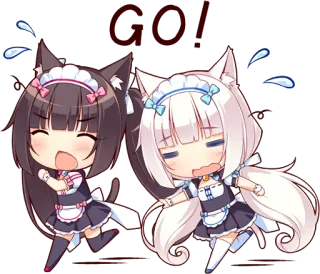🏃 GO! アニメ, 猫耳, メイド, かわいい, カワイイ telegram sticker