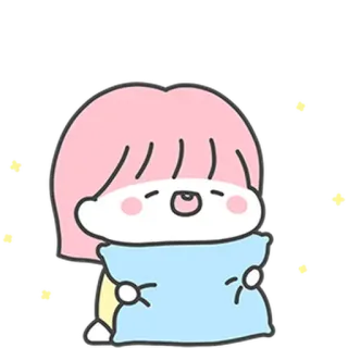 🥱 Cartoon, Niedlich, Verschlafen, Mädchen, Kissen, Kawaii telegram sticker