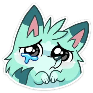 😢 llorando, triste, gato, lindo, dibujos animados, pegatina telegram sticker