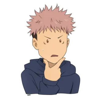 🤔 anime, zmieszany, myślenie, postać, chłopak whatsapp sticker