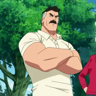 🌐 Omni-Man Invincible Superheld, Viltrumit, Schnurrbart, mächtig, Animation telegram sticker