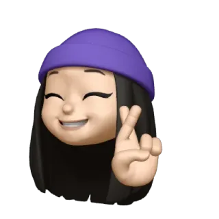 💜 Emoji, Mulher, Desenho animado, Sorte, Dedos cruzados, Desejo telegram sticker