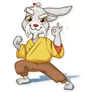 👌 coelho, desenho animado, artes marciais, personagem, animal telegram sticker