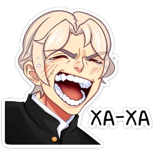 😁 XA-XA Anime, Manga, Dibujos animados, Riendo, Expresión, Uniforme escolar telegram sticker