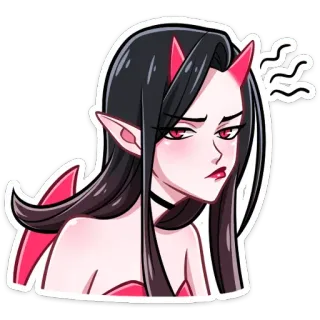 👿 devil, demon, girl, anime, manga, red horns whatsapp sticker