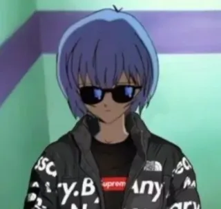😎 Rei Ayanami Neon Genesis Evangelion Anime, Personnage, Rei Ayanami, Neon Genesis Evangelion, Lunettes, Veste telegram sticker
