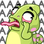 😵 Eidechse, Chamäleon, Ekel, Reaktion, Zunge, Augen telegram sticker