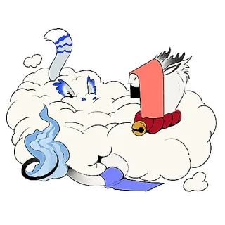 😵‍💫 nuage, monstre, créature, cloche, illustration, fantaisie whatsapp sticker