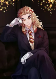 🔥 Kyojuro Rengoku Demon Slayer アニメ, 煉獄杏寿郎, 鬼滅の刃, キャラクター, ファンアート telegram sticker