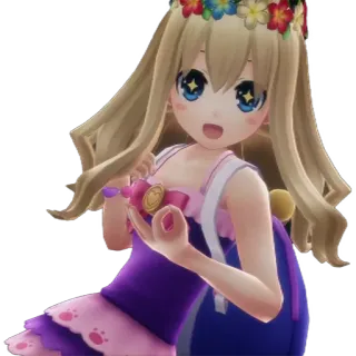 👌 animé, personnage, fille, couronne de fleurs, mignon, joyeux whatsapp sticker