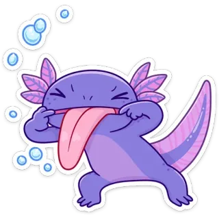 😛 Axolotl, albern, lustig, Cartoon, süß, Eidechse, Amphibie telegram sticker