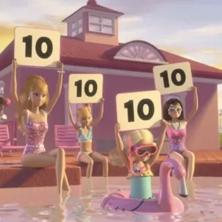 🙂‍↕️ Barbie 10 10 10 10 barbie, score, ten, perfect, rating, pool, summer, friends telegram sticker
