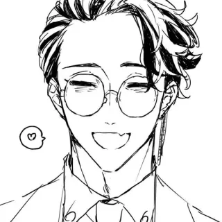 🌟 anime, manga, tersenyum, karakter, kacamata, ilustrasi, potret telegram sticker