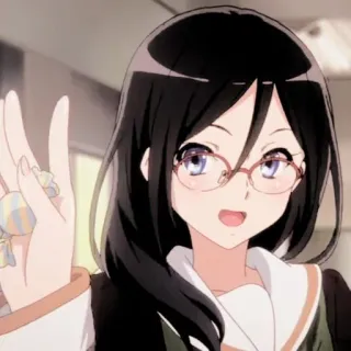 💗 anime, girl, glasses, cute, character, cartoon whatsapp sticker
