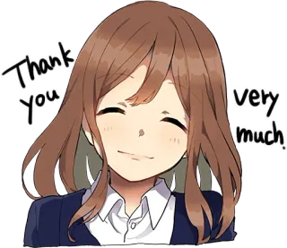 😊 Thank you very much! dziękuję, anime, dziewczyna, słodkie, wyrażenie, wdzięczność telegram sticker