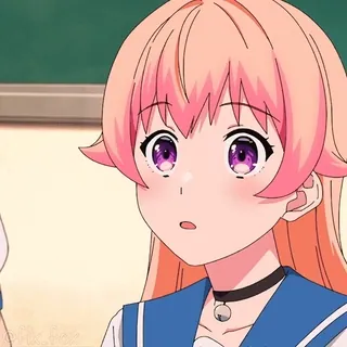👍 Anime, Desenho animado, Menina, Cabelo rosa, Olhos roxos, Personagem telegram sticker