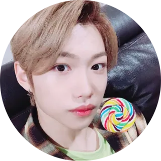 🍭 Felix kpop, idol, lollipop, portrait, person, celebrity, singer telegram sticker
