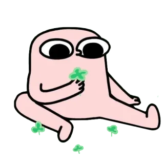 🍀 หยด, การ์ตูน, โคลเวอร์, โชคดี, นั่ง telegram sticker