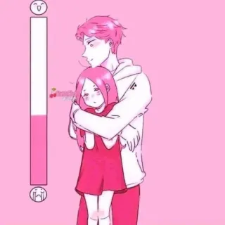 🤗 cartoon, hug, pink, love, romance telegram sticker
