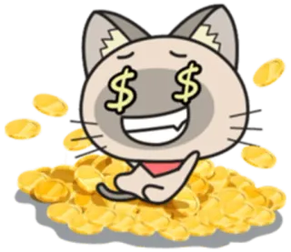 💰 cat, money, dollar signs, coins, wealth whatsapp sticker