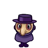 ❤️ dibujo animado, personaje, morado, sombrero, figura whatsapp sticker