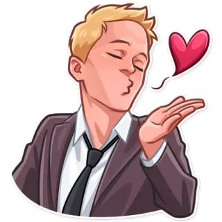 😘 남자, 하트, 사랑, 뽀뽀, 정장, 넥타이 telegram sticker