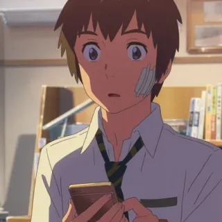 🍣 Taki Tachibana Your Name Anime, Garçon, Personnage, Taki Tachibana, Téléphone, Pansement telegram sticker