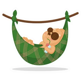 😌 beruang, tempat tidur gantung, relaksasi, kacamata hitam, minuman, kartun, imut telegram sticker