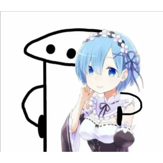 😂 Rem Anime, Fofo, Desenho animado, Fanart, Rem, Adesivo telegram sticker