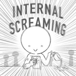 🙄 INTERNAL SCREAMING screaming, internal, cartoon, phone, emotional, anxiety telegram sticker