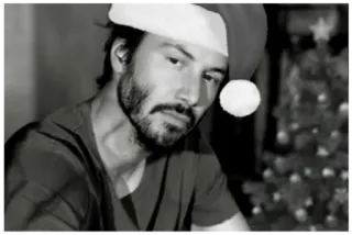 👨‍🦳 Keanu Reeves keanu reeves, christmas, santa hat, actor, celebrity, sad, meme telegram sticker