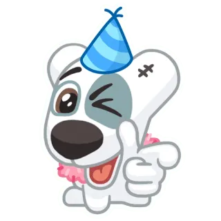 😉 dog, party hat, cartoon, animal, birthday, cute, celebration telegram sticker