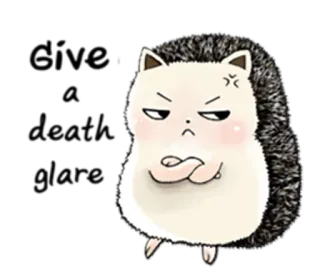 😒 hérisson, animal, mignon, dessin animé, expression, grincheux telegram sticker