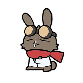 🤧 thỏ, phi công, phim hoạt hình, động vật, kính bảo hộ, khăn quàng cổ telegram sticker