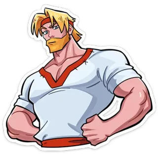 ⭐ cartoon, male, man, character, blond, muscular, shirt telegram sticker