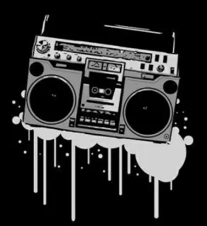 🎵 Boombox, Stéréo, Musique, Audio, Années 80, Rétro, Vintage telegram sticker