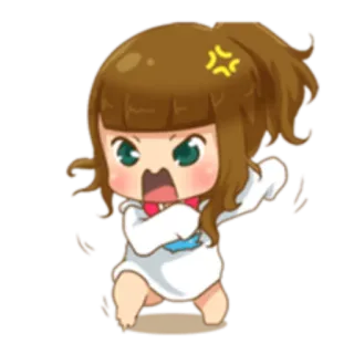 😡 Chibi, En colère, Dessin animé, Animé, Fille, Mignon, Expression telegram sticker