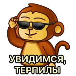 😎 УВИДИМСЯ, ТЕРПИЛЫ singe, lunettes de soleil, russe, texte whatsapp sticker