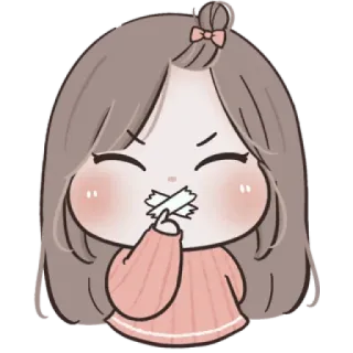 😖 schattig, chibi, cartoon, sticker, meisje whatsapp sticker