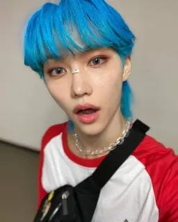 😨 person, portrait, blue hair, kpop, male, man, fashion telegram sticker