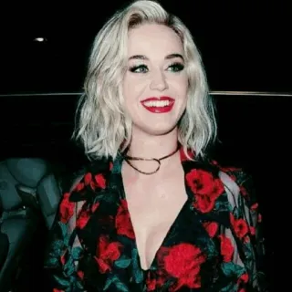 🌈 Katy Perry celebrity, singer, woman, portrait, blonde hair, red lips whatsapp sticker