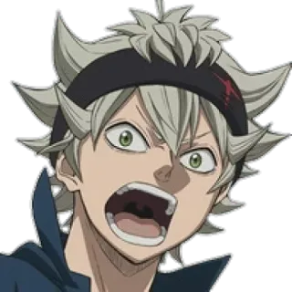 😲 Asta Black Clover anime, manga, character, fanart, funny, excited whatsapp sticker